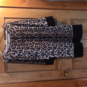 Dress barn cheetah print like new dress with detailed bottom at the hem